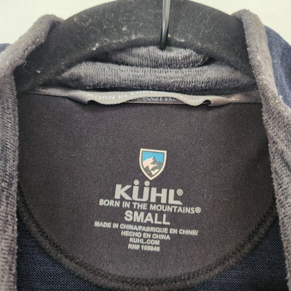 Kuhl Grey Blue Quarter Zip Sweater Hiking Camping Long Sleeve Sweater Men's S - Picture 5 of 9
